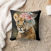 水彩タイガーフローラアート クッション (ブランケット)