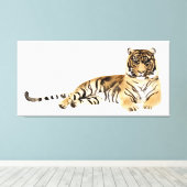 水彩タイガー休息 キャンバスプリント (インサイチュ (ウッドフロア))