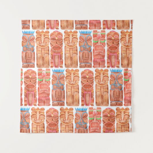 水彩タイキハワイトテムシームレスパターン タペストリー (正面)