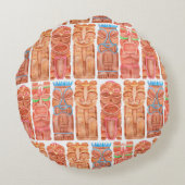 水彩タイキハワイトテムシームレスパターン ラウンドクッション (裏面)