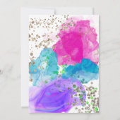 水彩タイダイ絵具飛沫誕生日 招待状 (裏面)
