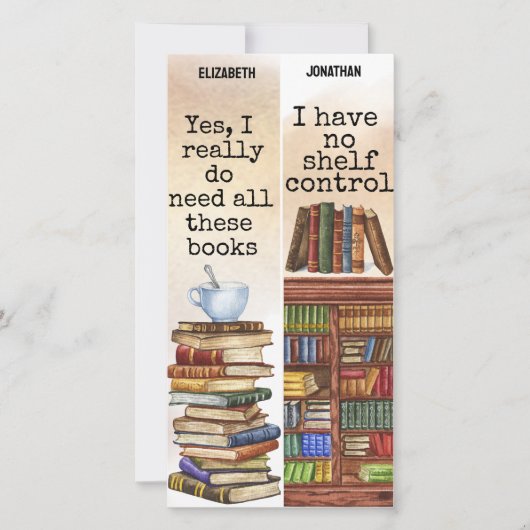 水彩タイプライター本おもしろい引用文ブックマーク カード (正面)