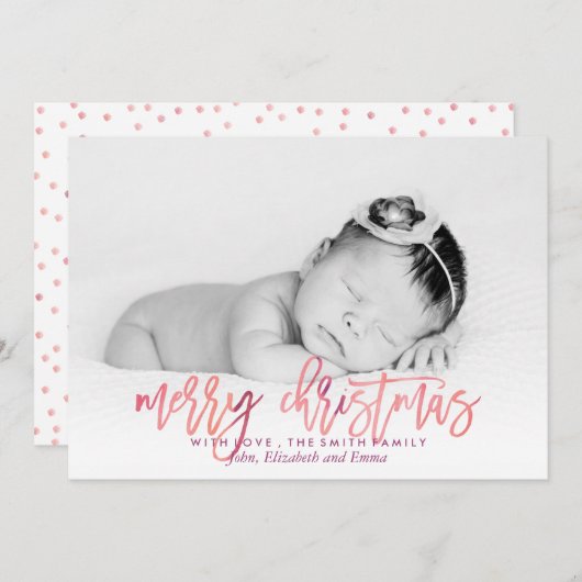 水彩タイポグラフィクリスマスフォト シーズンカード (正面/裏面)