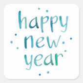 水彩タイポグラフィハッピーニューイヤーデザイン スクエアシール (正面)