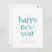 水彩タイポグラフィハッピーニューイヤー ポストカード (正面/裏面)