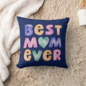 水彩タイポグラフィ最高のママエバー クッション (ブランケット)