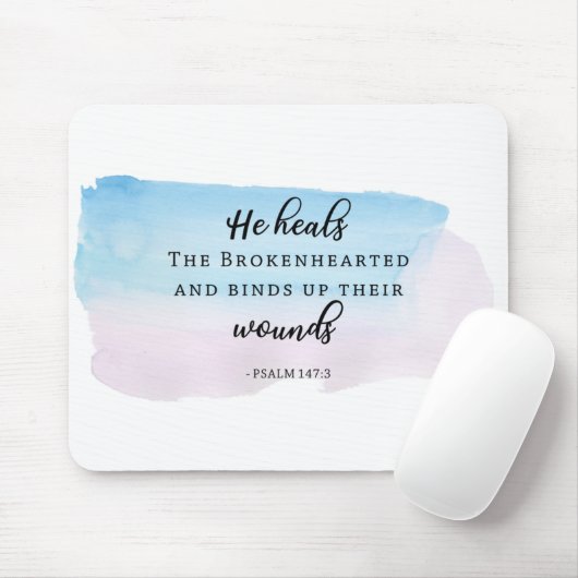 水彩タイポグラフィ詩篇バイブル詩引用文 マウスパッド (マウス)
