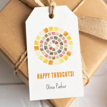 水彩タイルの円で幸せな考え