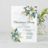 水彩タイルの花モチーフのクリスマスパーティー招待状 招待状 (スタンド正面)
