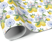水彩タイルイタリアンレモンパターン ラッピングペーパー (ロールコーナー)