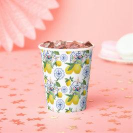 水彩タイルイタリアンレモンパターン 紙コップ