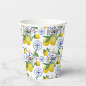 水彩タイルイタリアンレモンパターン 紙コップ (正面)