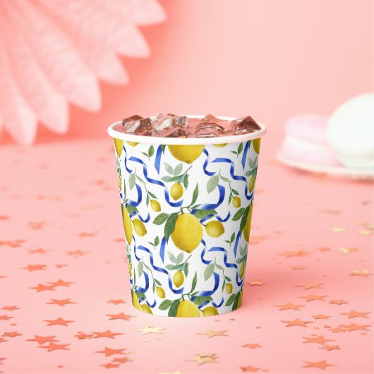 水彩タイルイタリアンレモンパターン 紙コップ (インサイチュ)