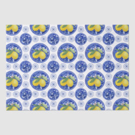 水彩タイルイタリアンレモンパターン 薄葉紙