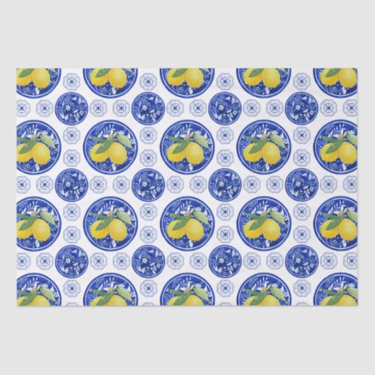 水彩タイルイタリアンレモンパターン 薄葉紙 (正面)