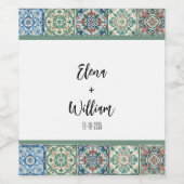 水彩タイルイタリアン先ウェディング ワインラベル (シングルラベル)