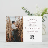 水彩タイルパターン - QRコードと写真付き セーブザデート (スタンド正面)