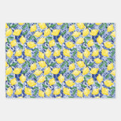 水彩タイル地中海のレモンパターン柑橘類 ラッピングペーパーシート (正面3)