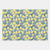 水彩タイル地中海のレモンパターン柑橘類 ラッピングペーパーシート (正面3)