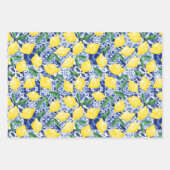 水彩タイル地中海のレモンパターン柑橘類 ラッピングペーパーシート (正面2)