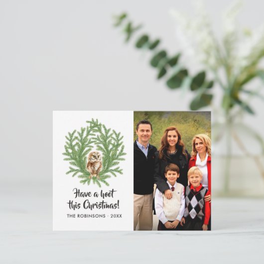 水彩タカのクリスマス家族写真 シーズンポストカード (スタンド正面)