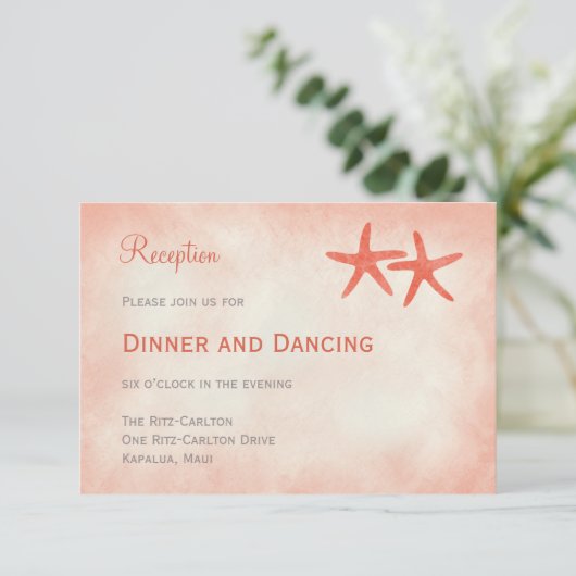 水彩タコウチウェディングレセプションカード コーラル エンクロージャーカード (スタンド正面)