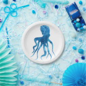 水彩タコシルエット ペーパープレート (パーティー)