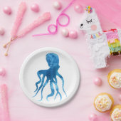 水彩タコシルエット ペーパープレート (パーティー)