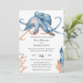 水彩タコシーライフオンホワイトビーチ結婚式 招待状 (スタンド正面)