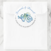 水彩タコビーチ結婚式差出人住所 ラウンドシール (バッグ)