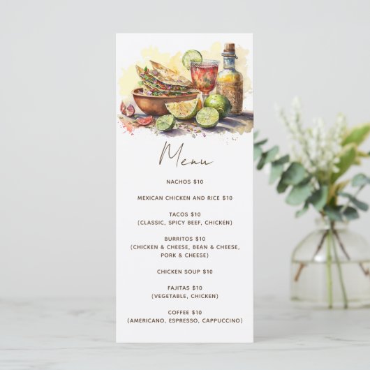 水彩タコフィエスタパーティー。メキシコ料理カフェ メニュー (スタンド正面)