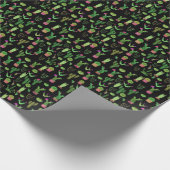 水彩タコ植物シームレスな背景 ラッピングペーパー (角)