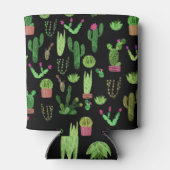 水彩タコ植物シームレスな背景 缶クーラー (裏面)