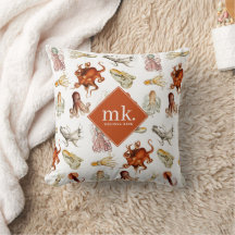 水彩タコ海動物模様モノグラム