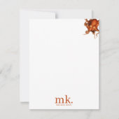 水彩タコ海動物模様モノグラム ノートカード (正面)