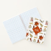 水彩タコ海動物模様モノグラム ノートブック (内部)