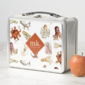 水彩タコ海動物模様モノグラム メタルランチボックス (インサイチュ)