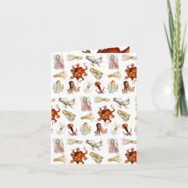 水彩タコ頭足類海動物 カード