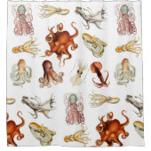 水彩タコ頭足類海動物 シャワーカーテン (正面)