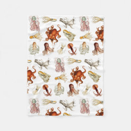 水彩タコ頭足類海動物 フリースブランケット