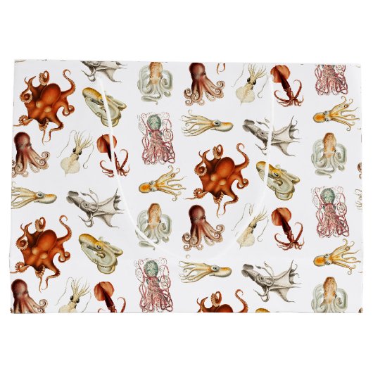 水彩タコ頭足類海動物 ラージペーパーバッグ (裏面)