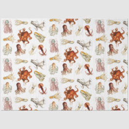 水彩タコ頭足類海動物 薄葉紙