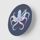 水彩タコ ラウンド壁時計 (傾斜)