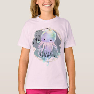 水彩タコ 海 誕生日パーティー Tシャツ