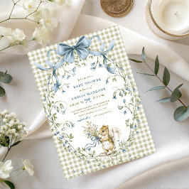 水彩タッチのサギングハムクマの赤ちゃんシャワー 招待状