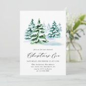 水彩タッチのモダンなクリスマスツリーのイラスト 招待状 (スタンド正面)
