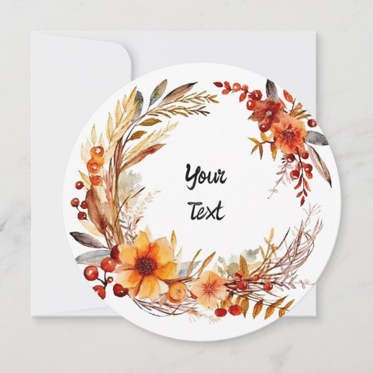 水彩タッチの感謝祭フレーム シーズンカード (正面)