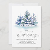 水彩タッチの松の木がおしゃれなクリスマスパーティ 招待状 (正面)
