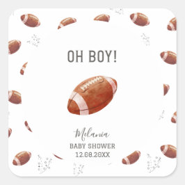水彩タッチダウンアメリカンフットボールベイビーショー スクエアシール