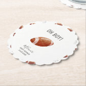 水彩タッチダウンアメリカンフットボールベイビーショー ペーパーコースター (アングル)